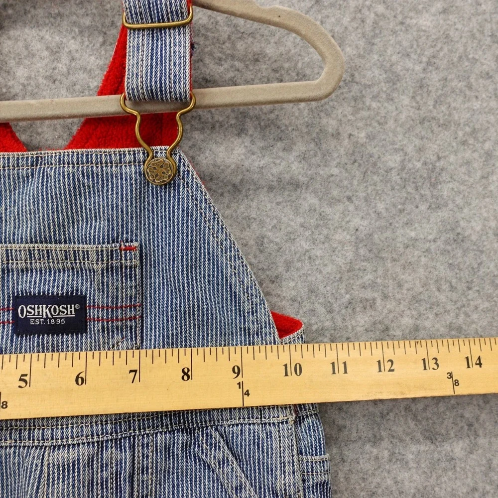 Vintage OshKosh Hickory Stripe Overalls Baby 3M 6M‎ Blue Railroad Vestbak Fleece